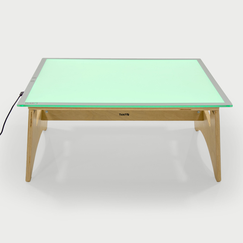 light panel on stand glowing green