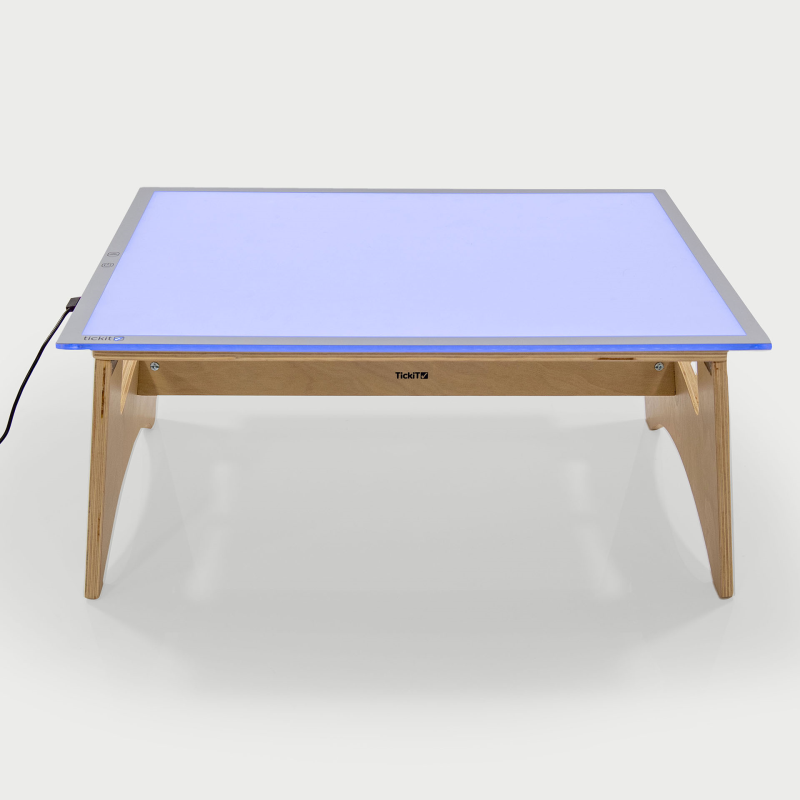 Light panel on stand with a blue light