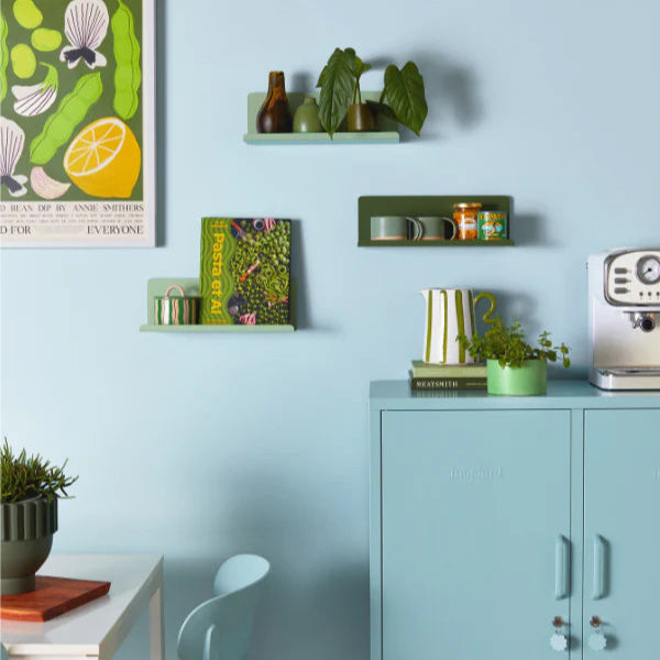 Sage green shelf