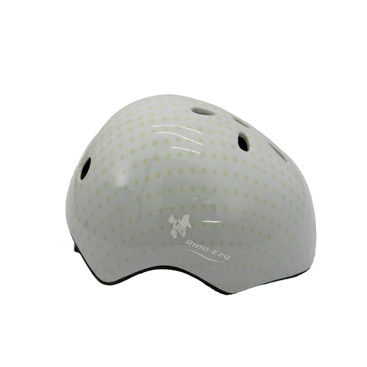 Gray helmet with a subtle pattern on a white background