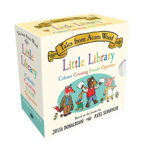 Children's book box set titled 'Tales from Acorn Wood' with colorful illustrations on a white background.
