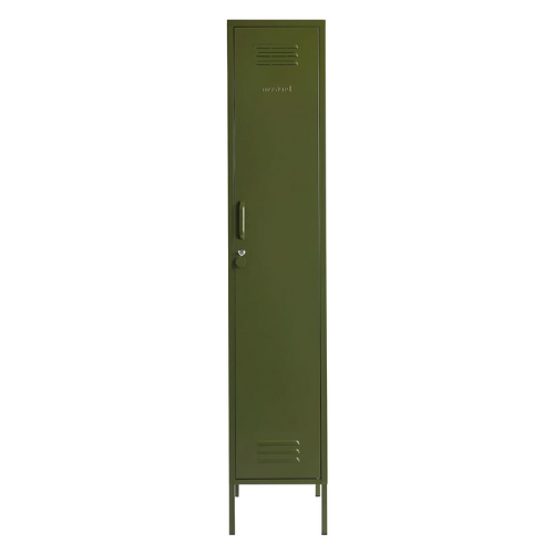 Green locker on a white background