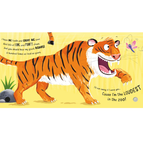 Illustration of a tiger with text on a yellow background