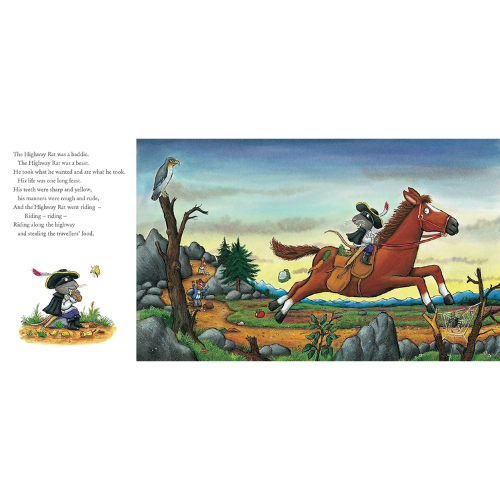Illustration from a children's book with a horse and rider on a path, surrounded by nature.