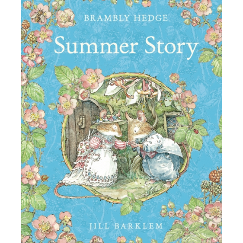 Book cover of 'Summer Story' from Brambly Hedge series by Jill Barklem, featuring two characters and floral elements.