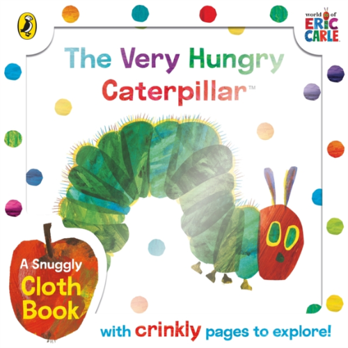Book cover of 'The Very Hungry Caterpillar' with colorful caterpillar illustration and text.