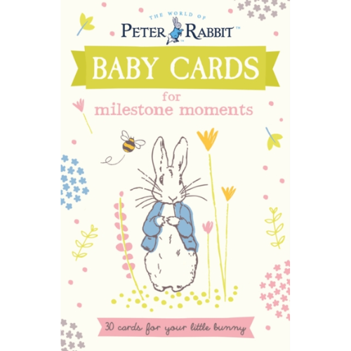 Baby cards for milestone moments with Peter Rabbit illustration on a white background