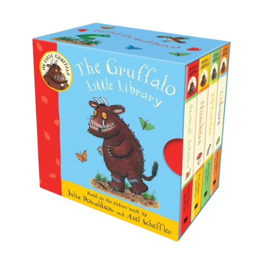 Box set of 'The Gruffalo' books with colorful cover and character illustration.