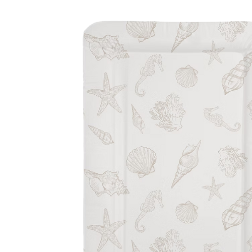 Fitted sheet with seashell pattern on a white background