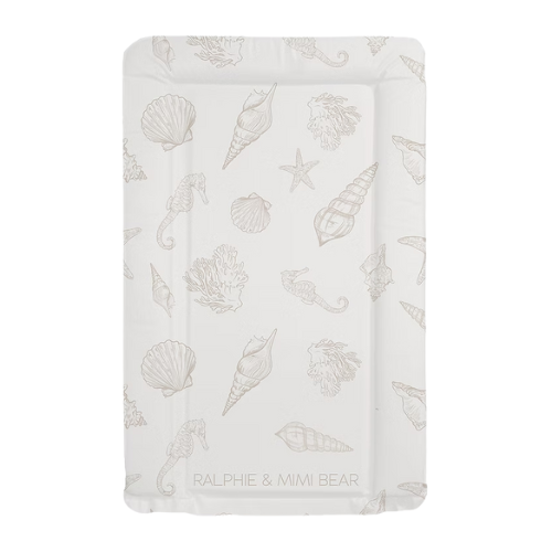 Floral patterned blanket with 'Ralphie & Mimi Bear' branding on a white background