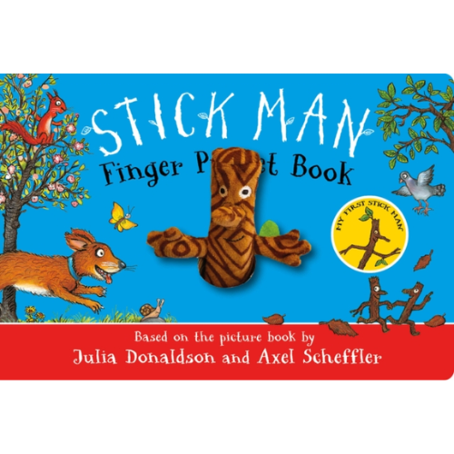 Cover of 'Stick Man' finger puppet book with illustrations and text.
