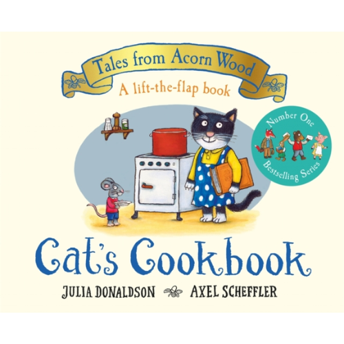 Book cover of 'Cat's Cookbook' featuring a cat and mouse in a kitchen setting.