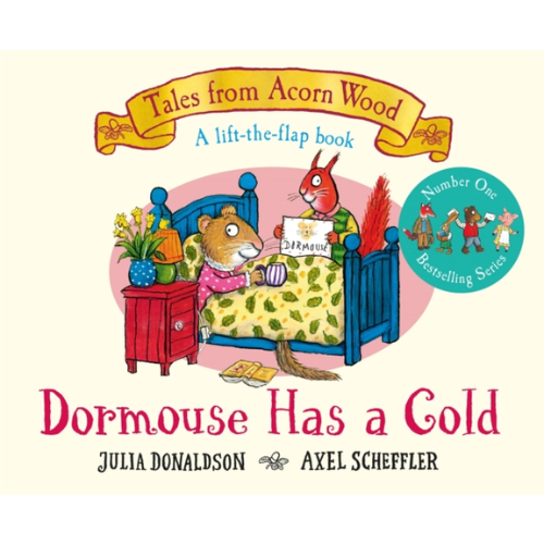 Book cover of 'Dormouse Has a Cold' from 'Tales from Acorn Wood' series with illustrations of a mouse and a rabbit.