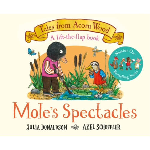 Book cover of 'Mole's Spectacles' with a mole and duck illustration, featuring Julia Donaldson and Axel Scheffler.