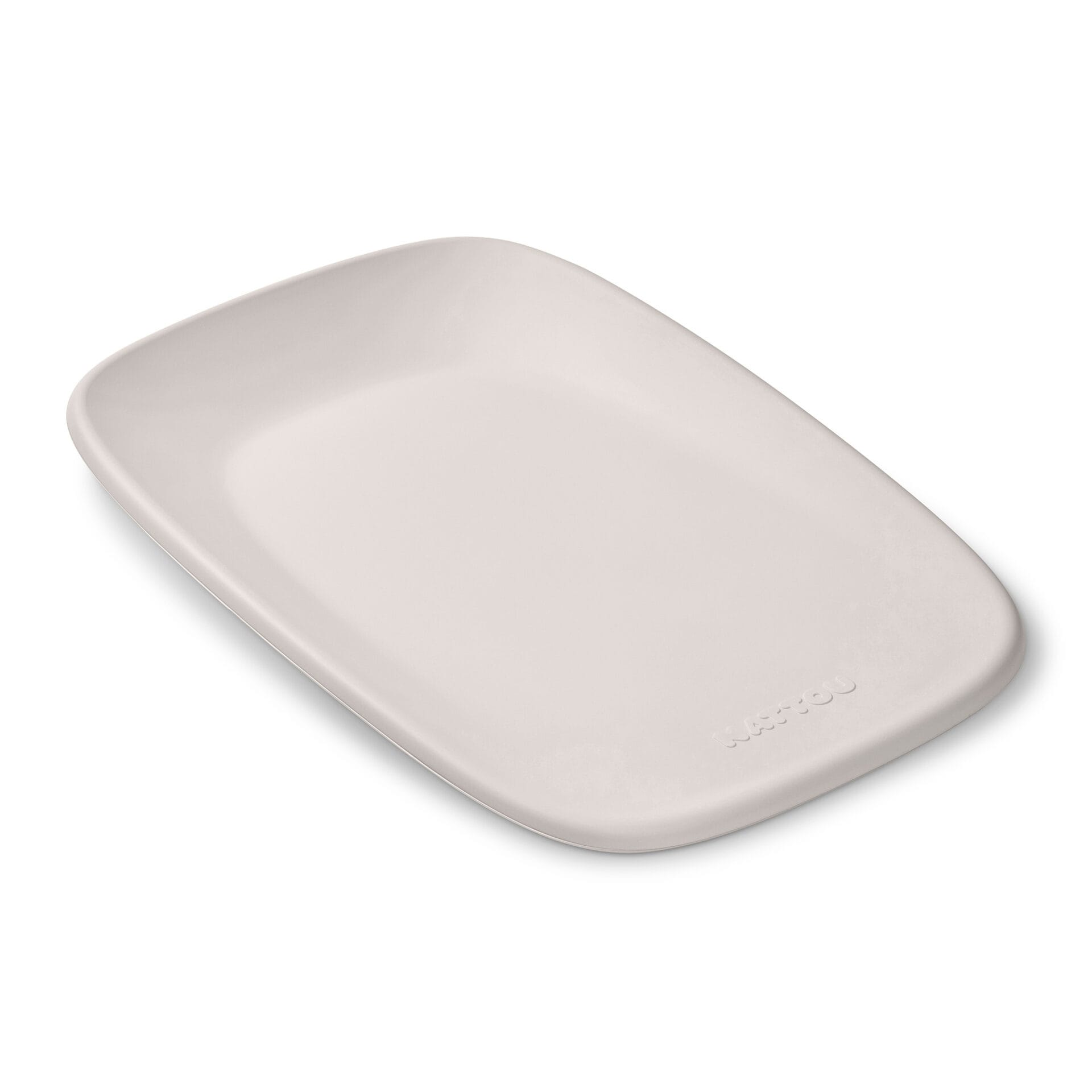 Rectangular beige plate on a white background
