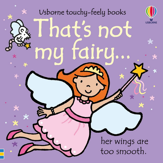 Book cover of 'That's not my fairy' with a cartoon fairy and Usborne logo.