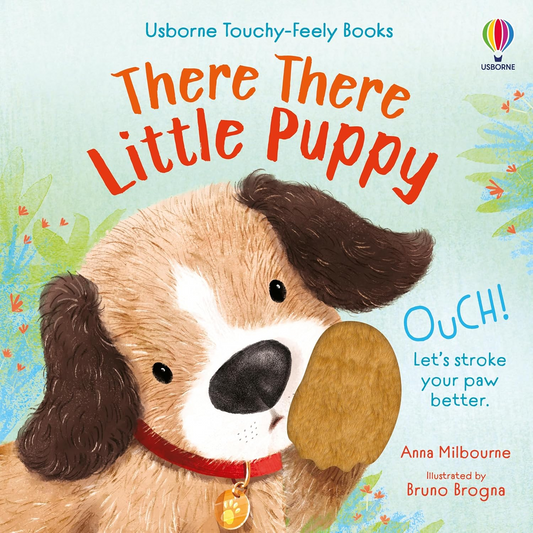 Book cover of 'There There Little Puppy' with a puppy illustration and colorful text.