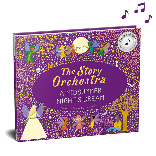 Book cover with a purple background The story orchestra A midsummer nights dream
