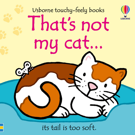 Book cover of 'That's not my cat' with a cartoon cat and Usborne logo.