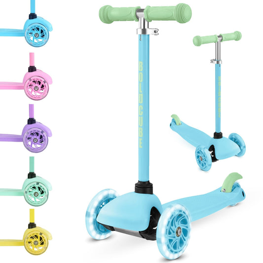 Set of colorful children's scooters on a white background