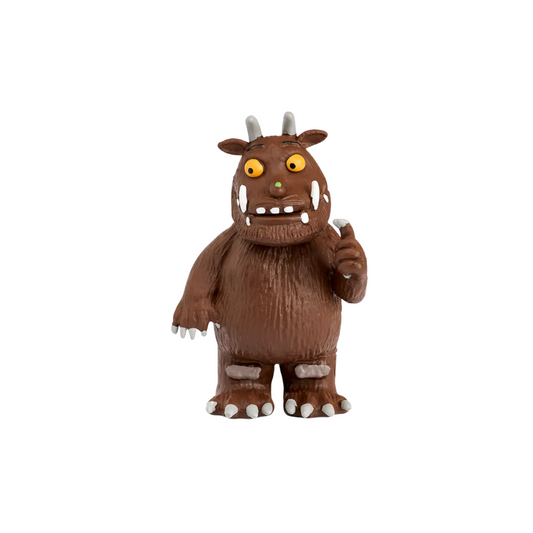 Brown cartoon character with yellow eyes and white teeth on a white background