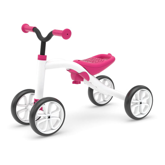 White and pink tricycle on a white background