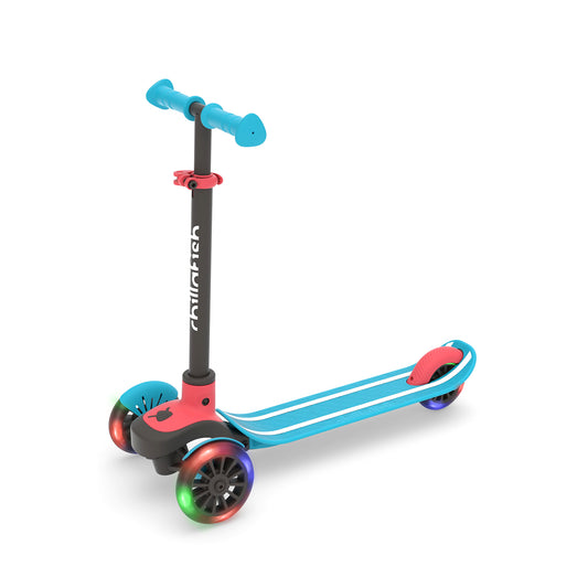 Children's scooter with colorful design on a white background
