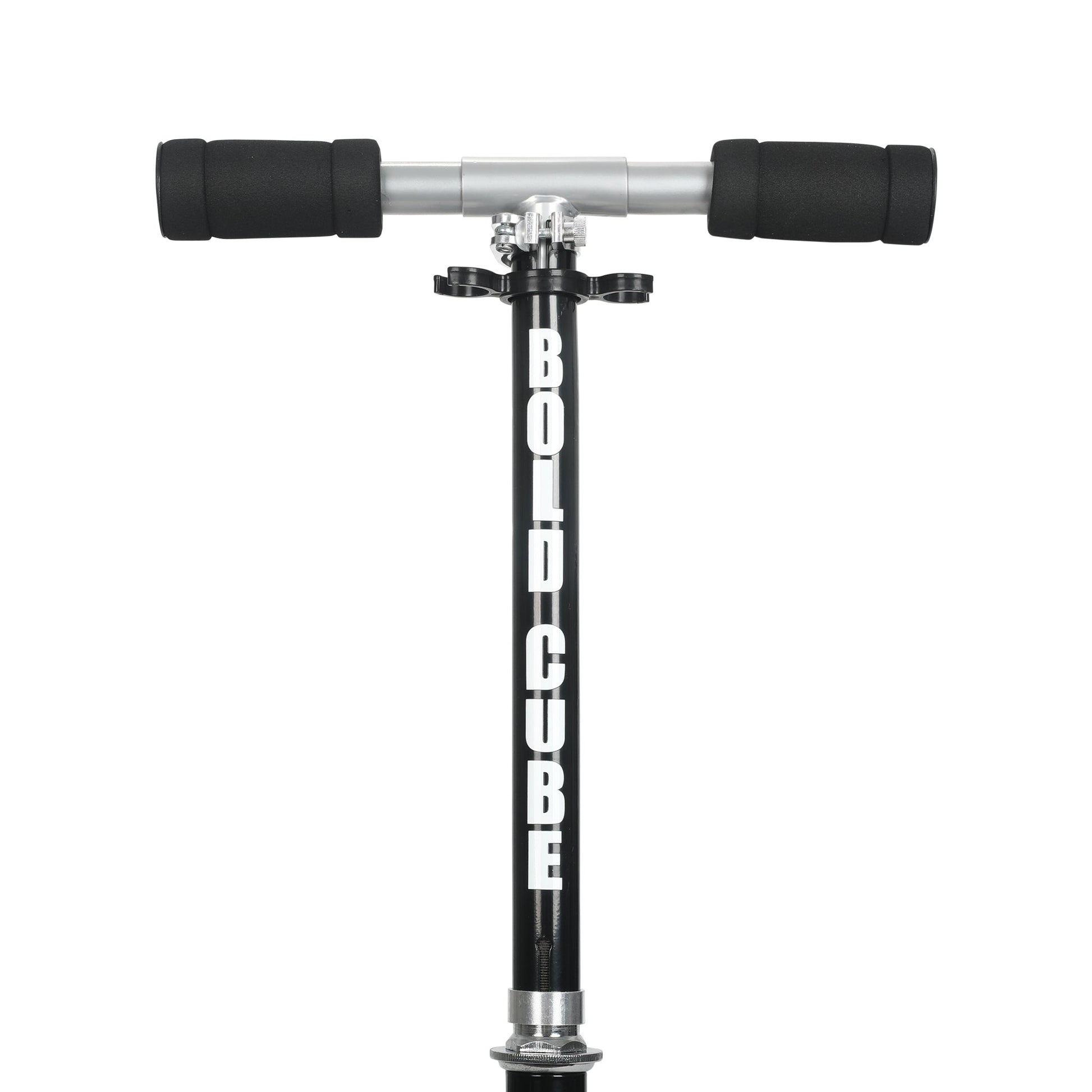 Black and silver scooter with 'Bobike' branding on a white background