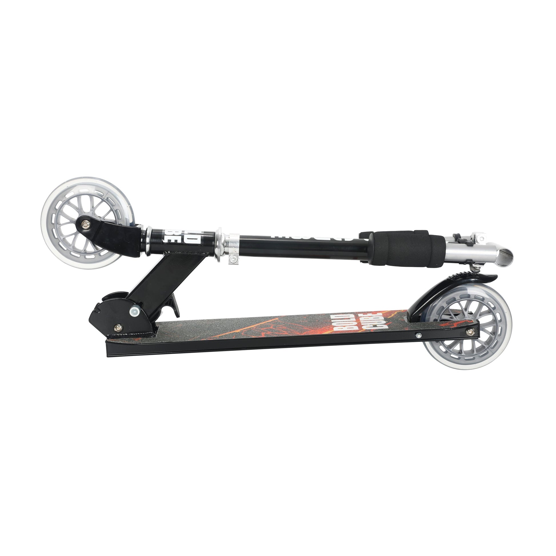 Black scooter with large wheels on a white background
