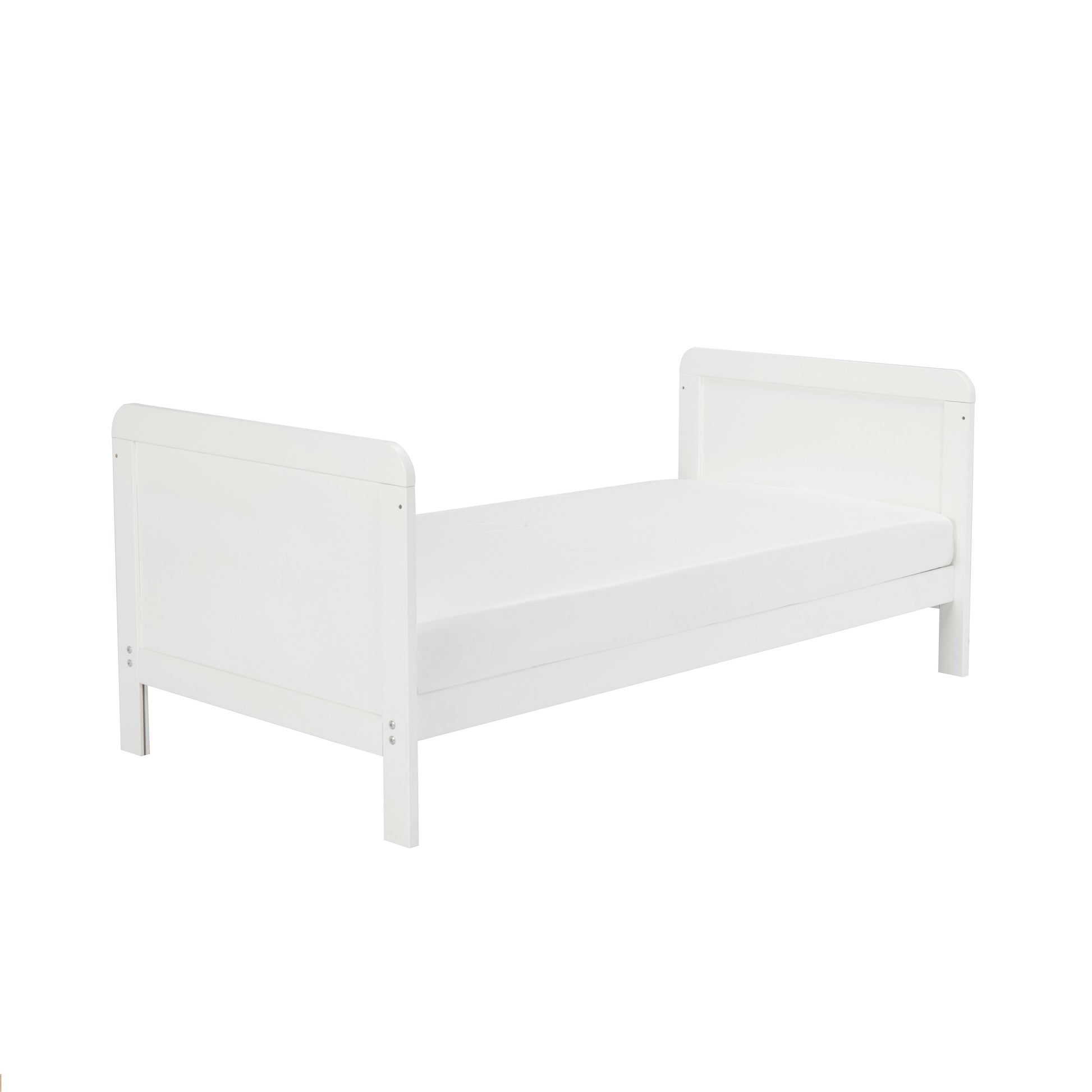 White children's oddler bed on a white background