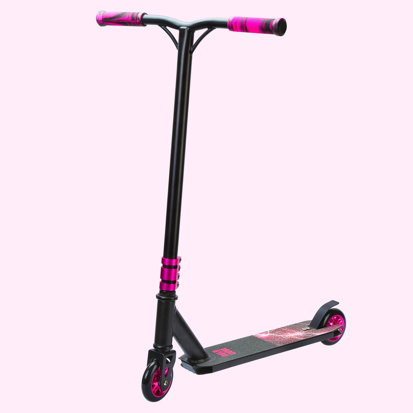 Black scooter with pink accents on a white background