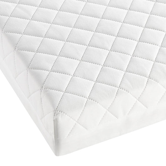 White quilted mattress cover on a white background