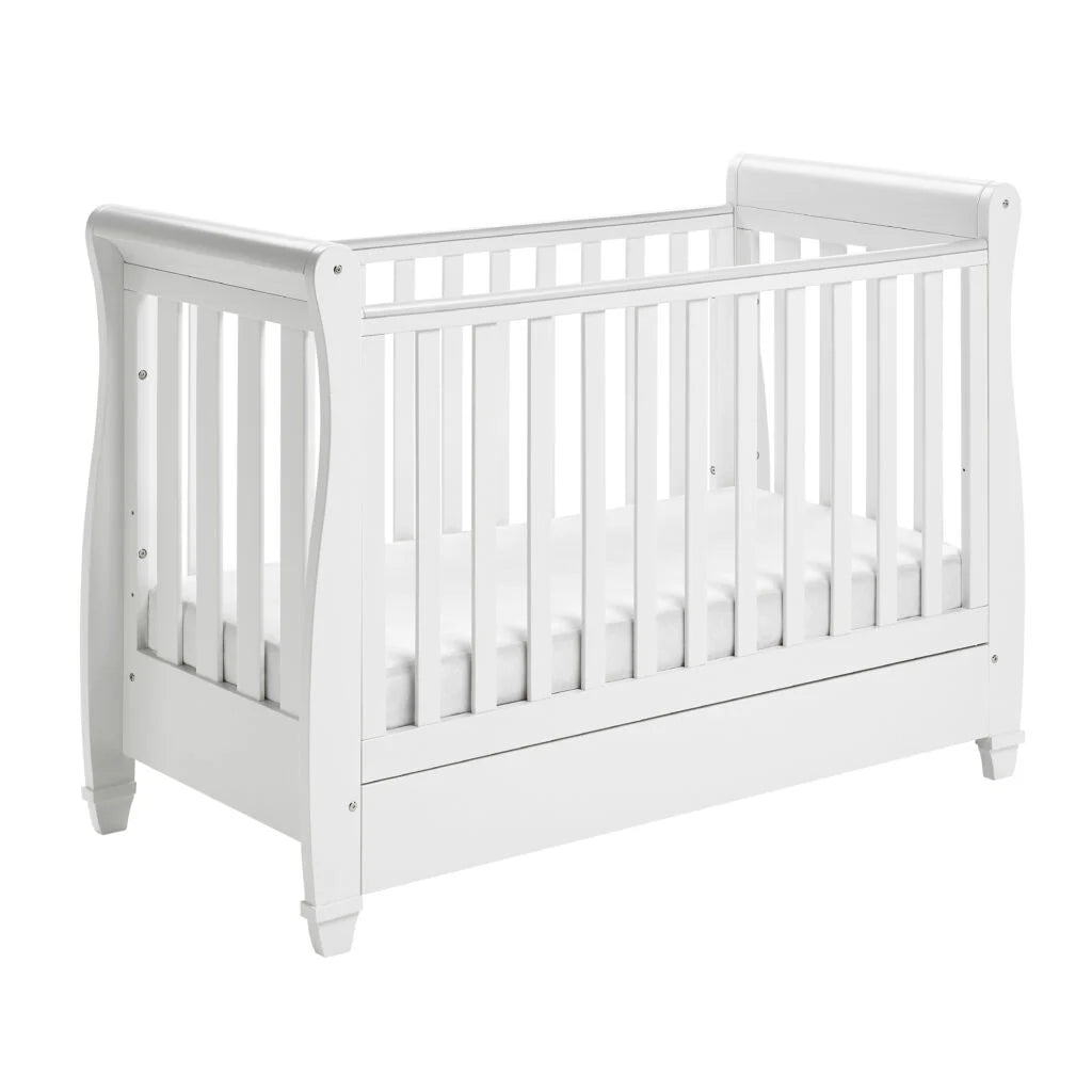 White crib on a white background