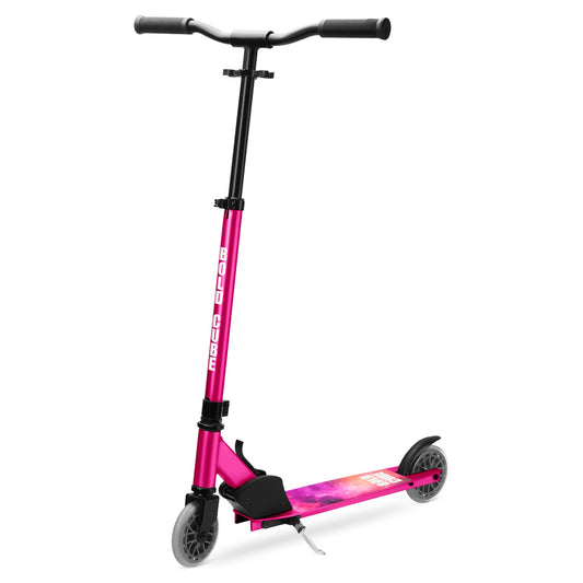 Pink scooter with gradient design on a white background