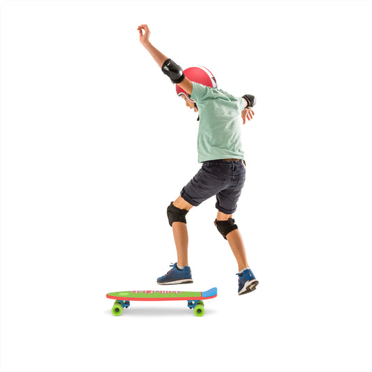 Person performing a skateboard trick on a white background