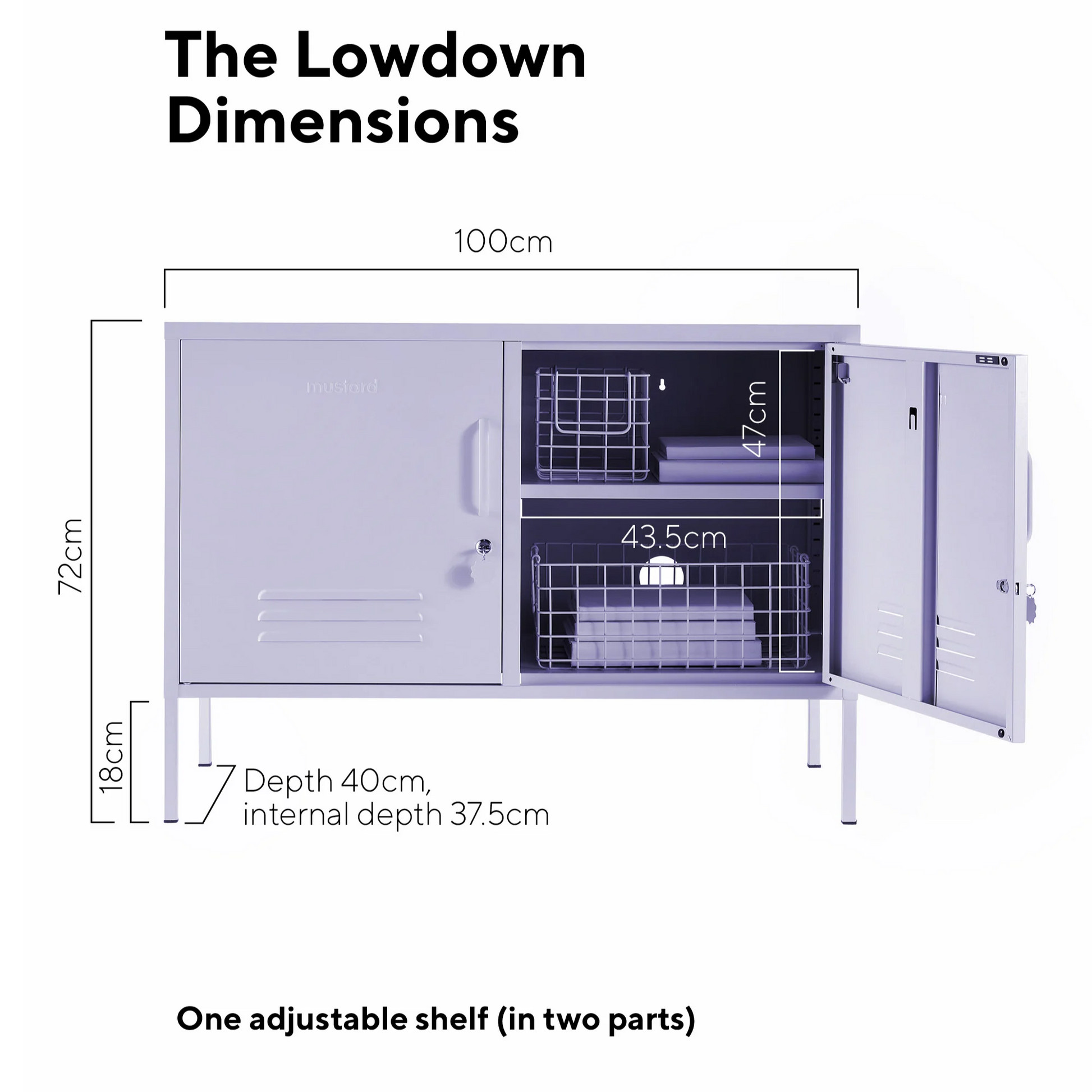 Cabinet with dimensions labeled on a white background