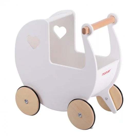 White wooden doll pram