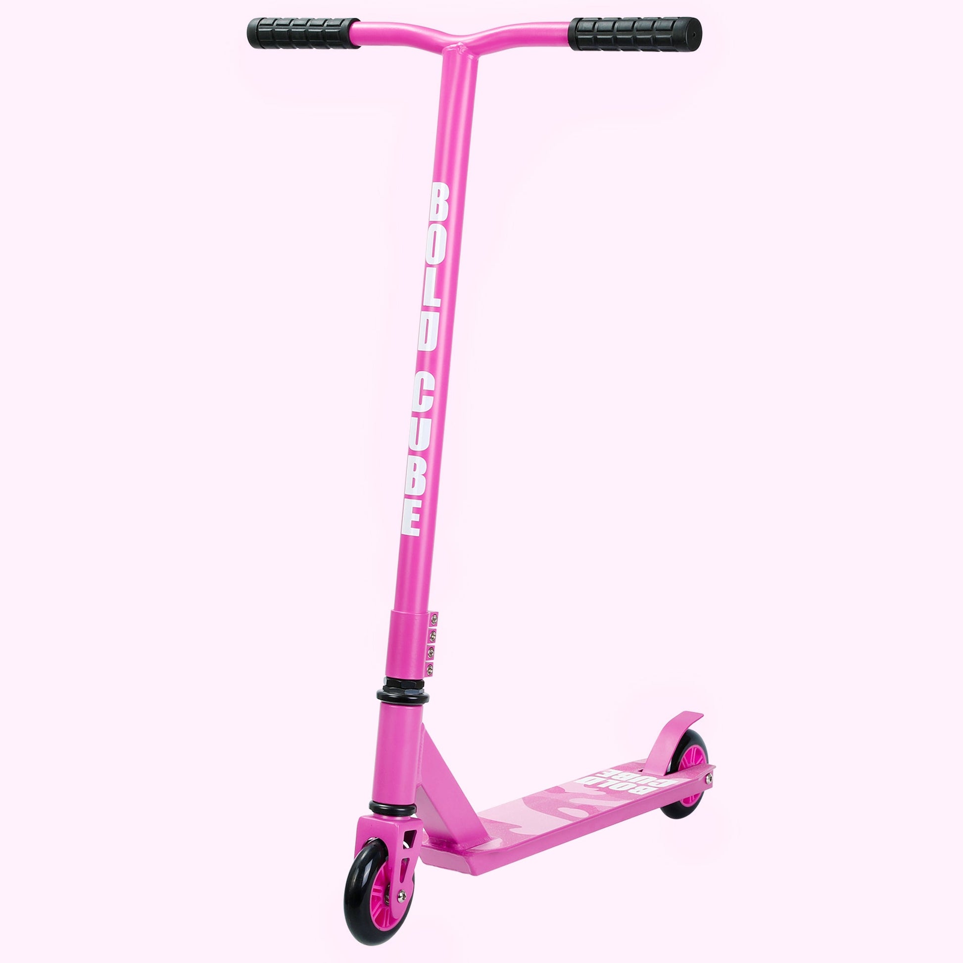 Pink scooter with 'Bullitt' branding on a white background