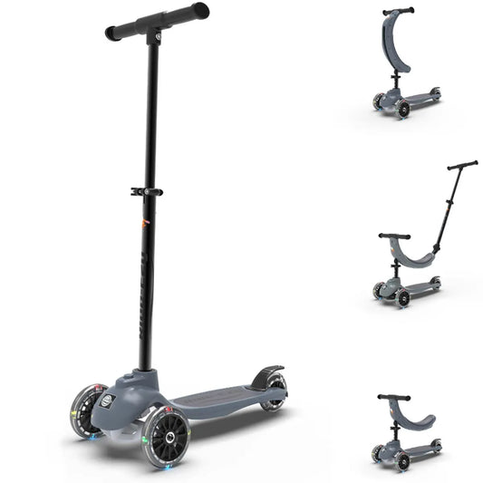 Gray scooter with extendable handlebar on a white background