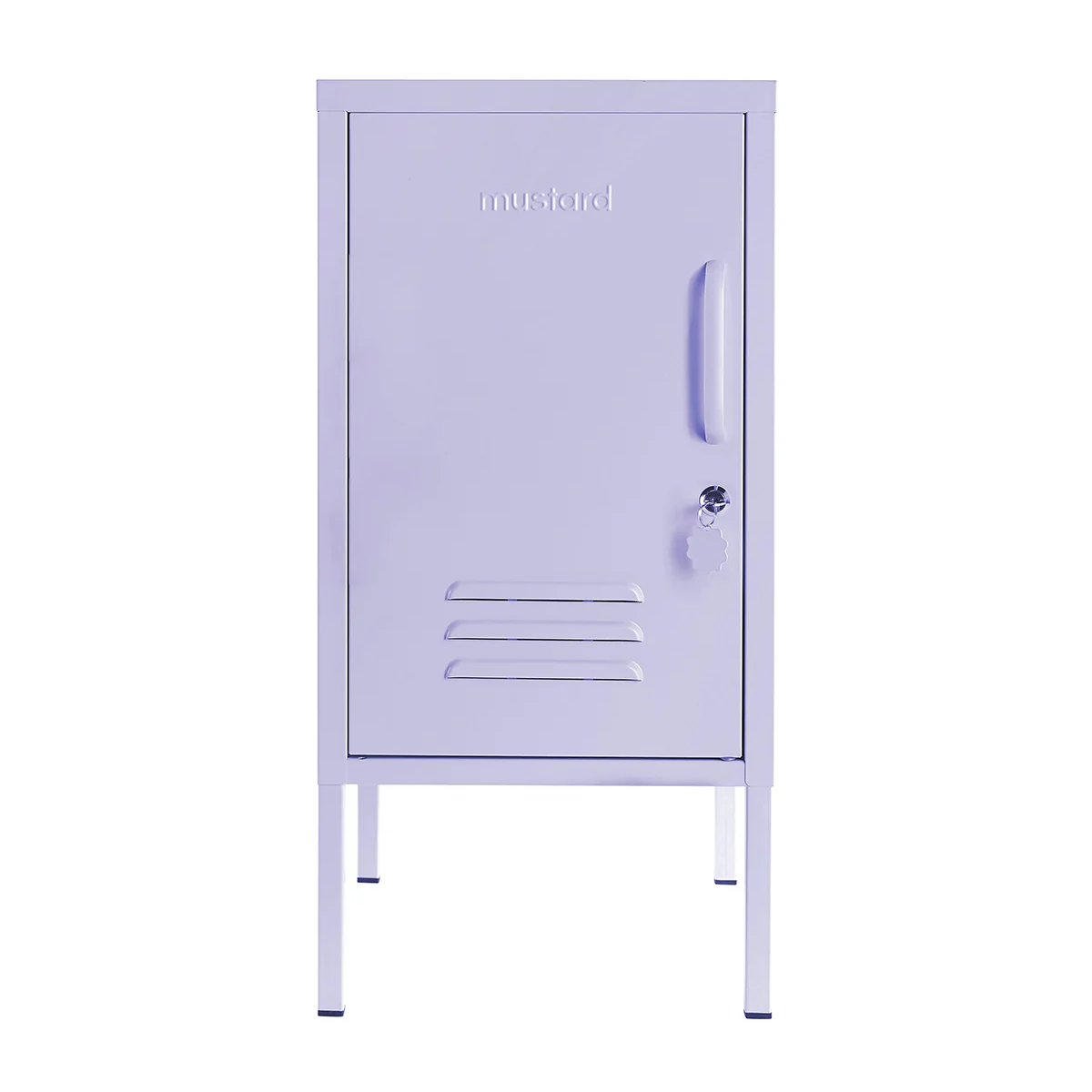 Purple locker with a handle on a white background