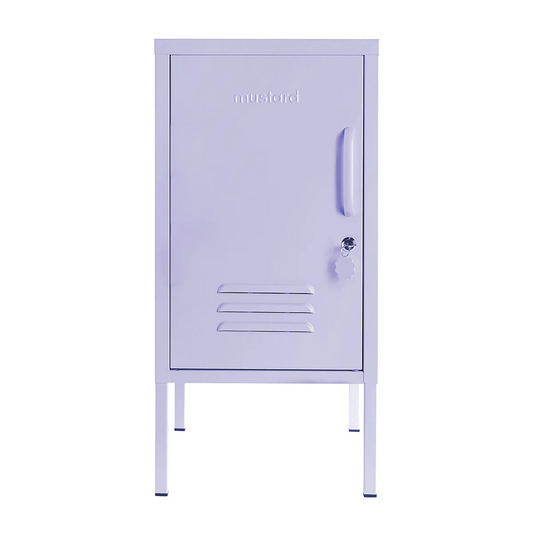 Purple locker with a handle on a white background