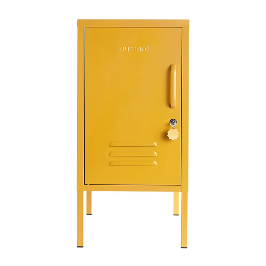 Yellow locker with 'Mustard' branding on a white background