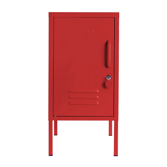 Red metal locker on a white background