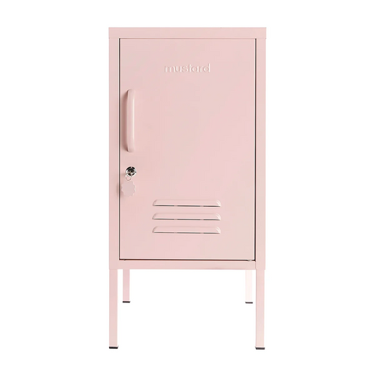 Pink metal locker on a white background