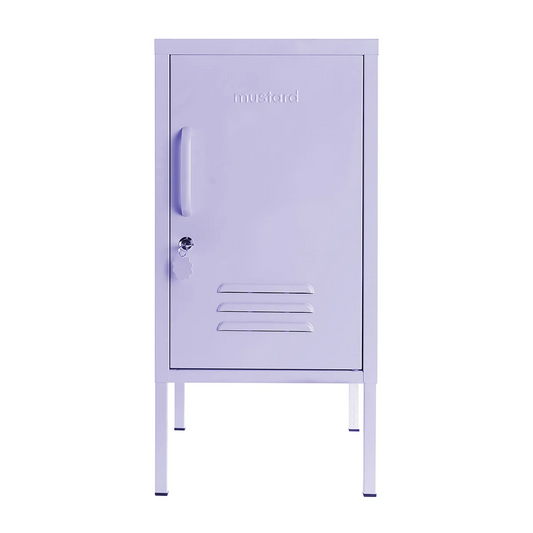 Purple locker with a visible brand name on a white background