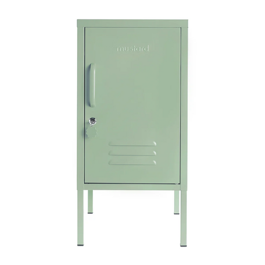 Green metal locker on a white background