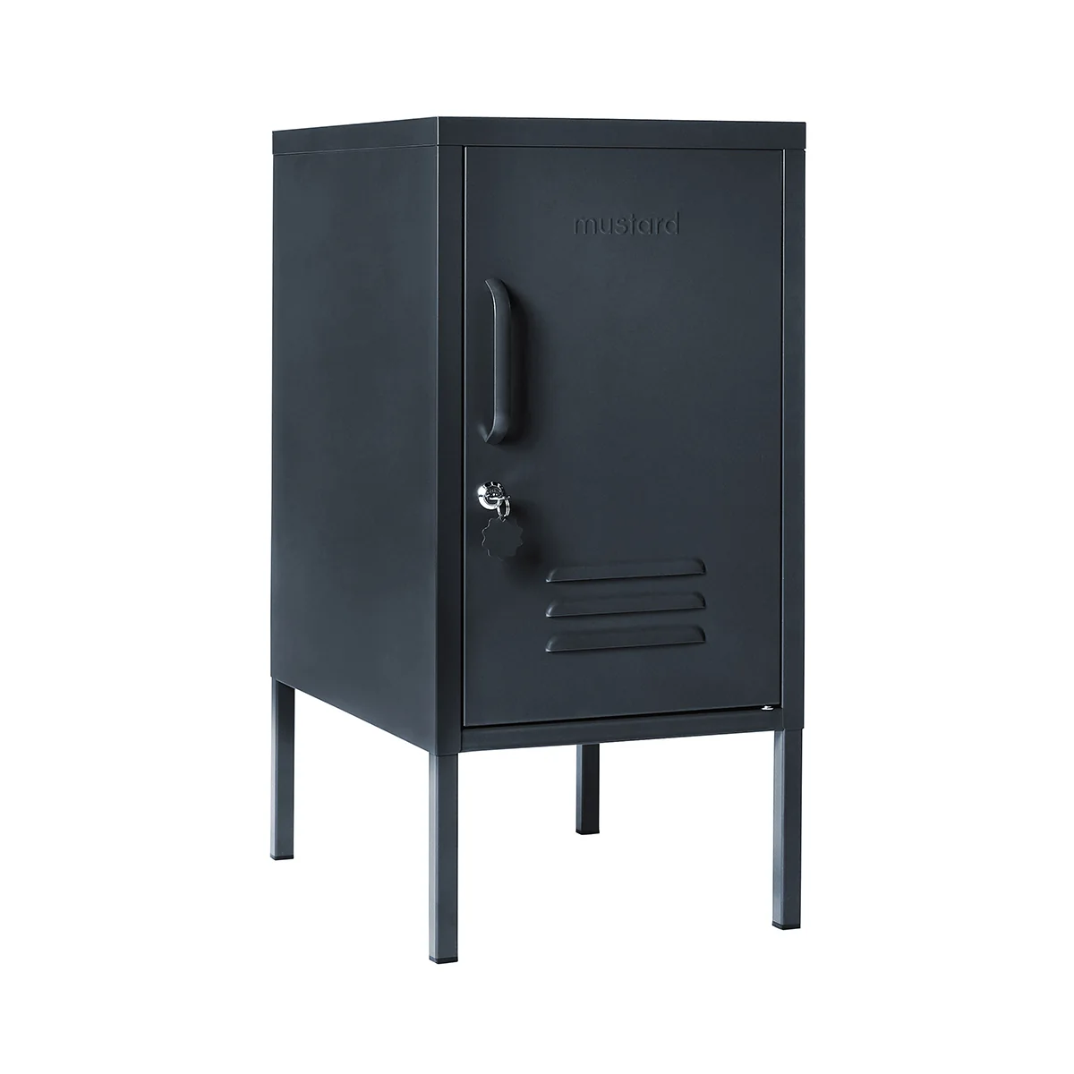 Black metal locker on a white background