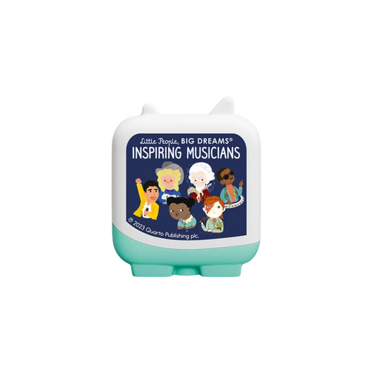 Small container with 'Little People, BIG DREAMS Inspiring Musicians' design on a white background