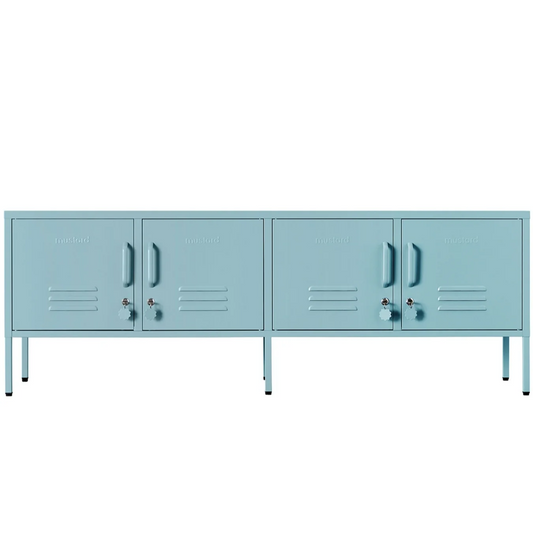 Light blue locker-style cabinet on a white background