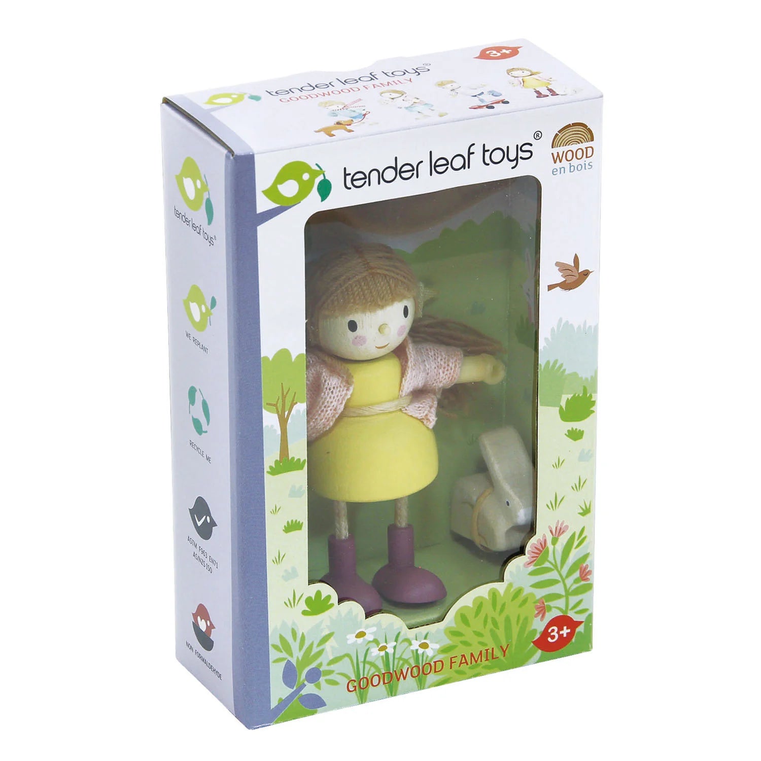 Tender Leaf Toys doll packaging with a doll inside on a white background